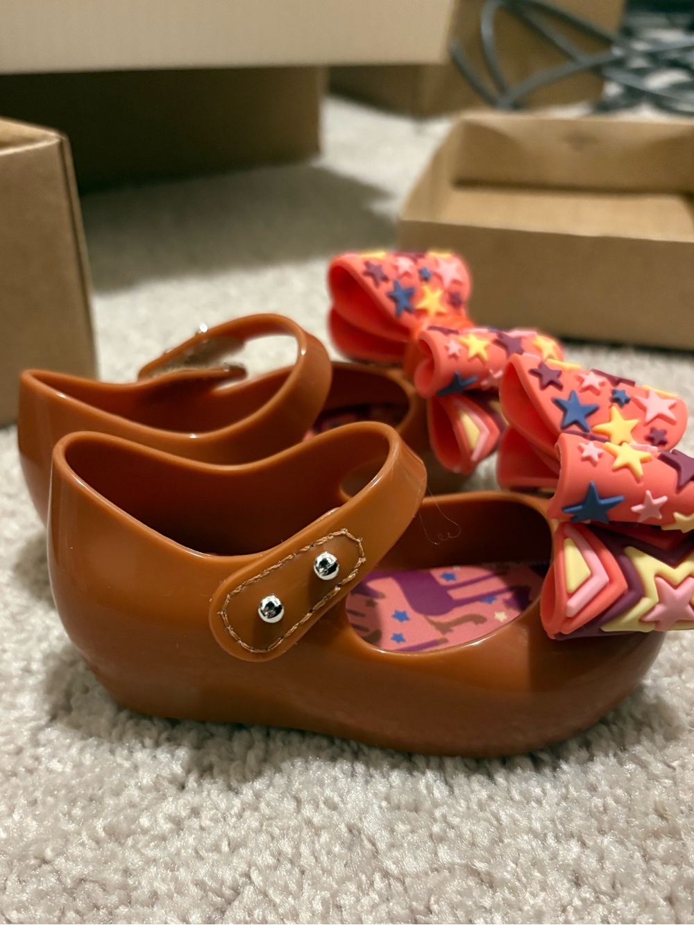 Mini Melissa Ultra Girl Wonderland Baby Ballerina Flat, Brown